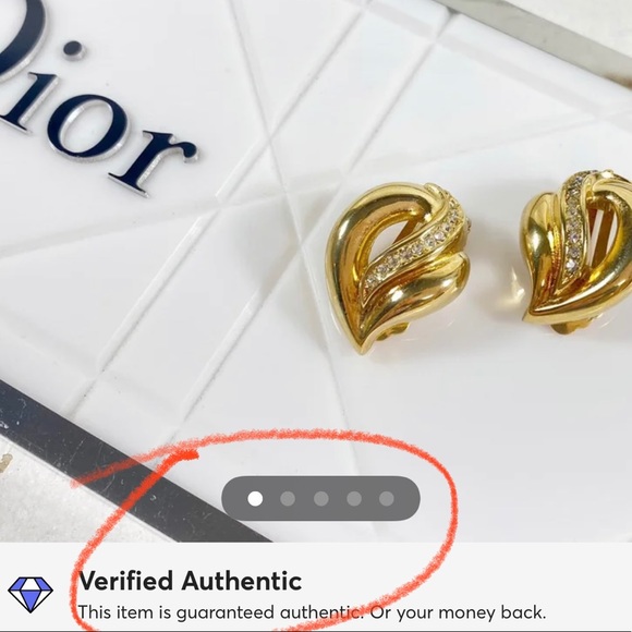 Christian Dior Gold & Crystal Clip-On Earrings - Picture 6 of 6